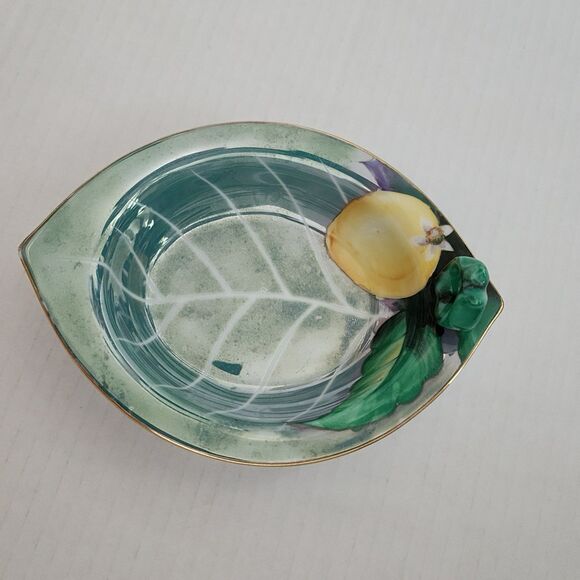 Antique c. 1918 Noritake Morimura Japan Handpainted Lemon Bowl with Ring Handle - Picture 2 of 7